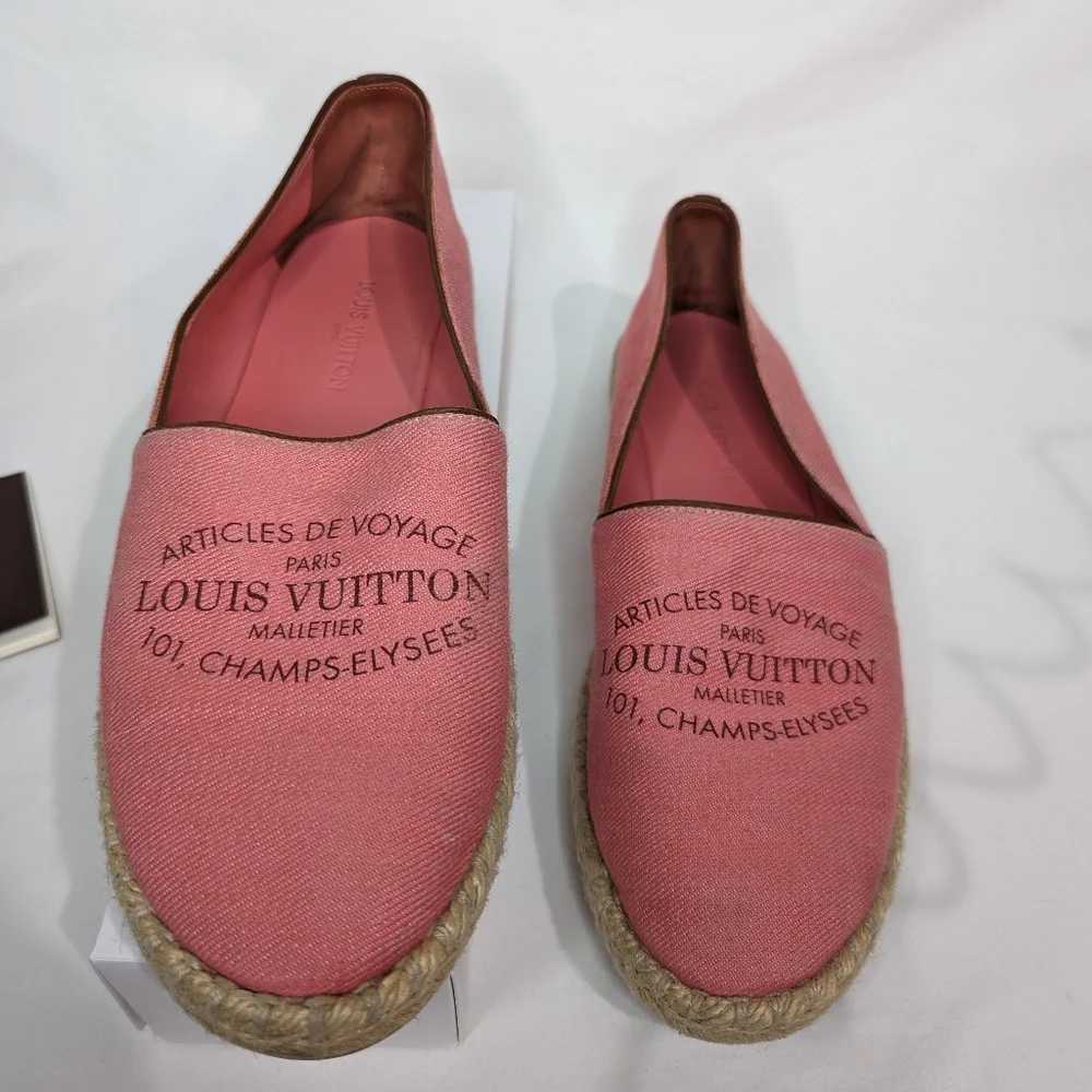 Authentic Louis Vuitton Pink Canvas Espadrilles